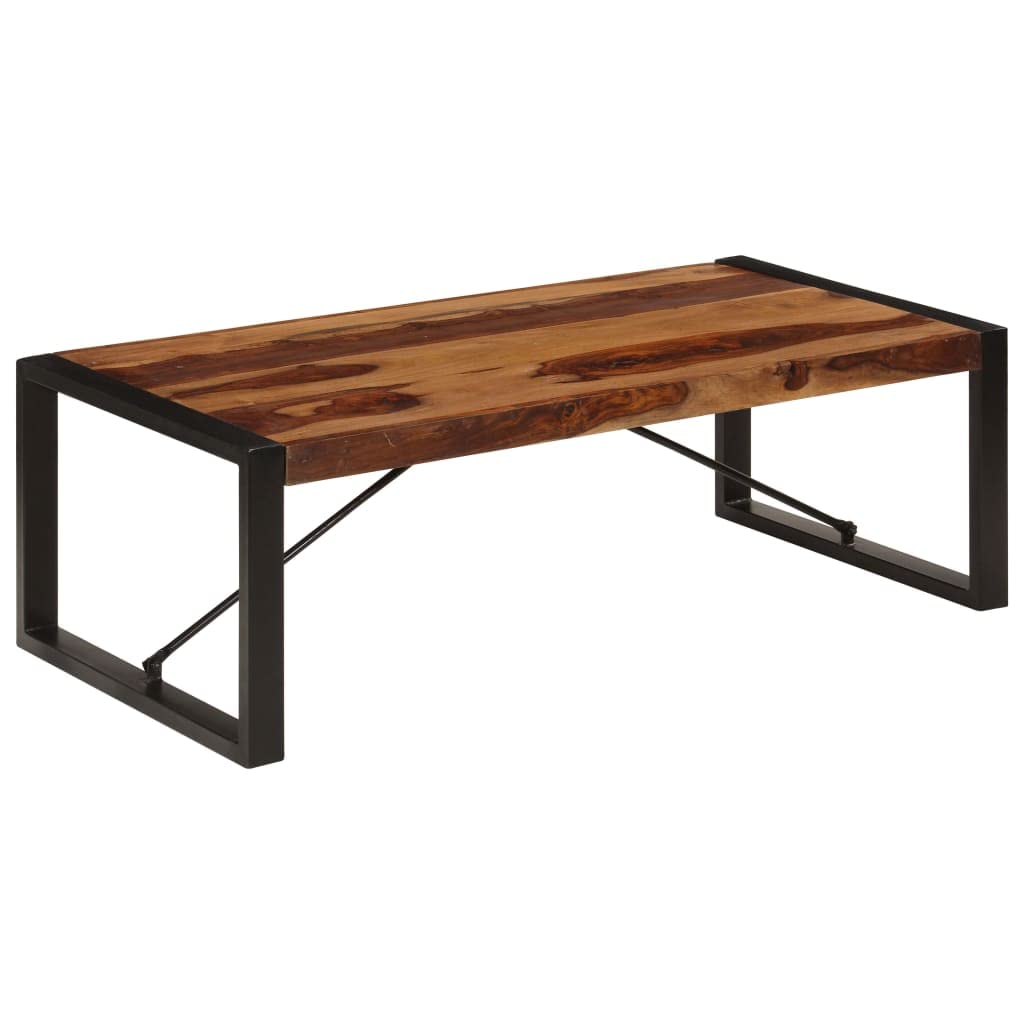 Farmhouse Coffee Table with Storage Cabinets Solid Sheesham Wood N4067