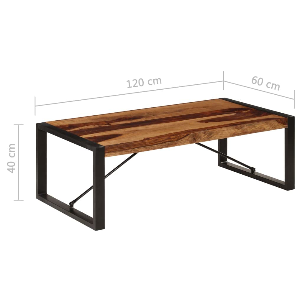 Farmhouse Coffee Table with Storage Cabinets Solid Sheesham Wood N4067