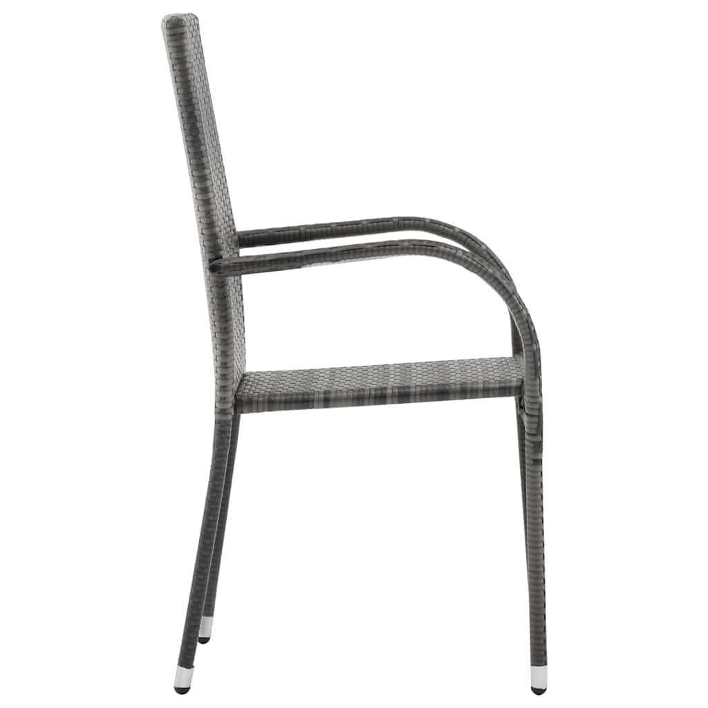 Grey Poly Rattan Stacking Outdoor Dining Chairs Set of 2 S852461