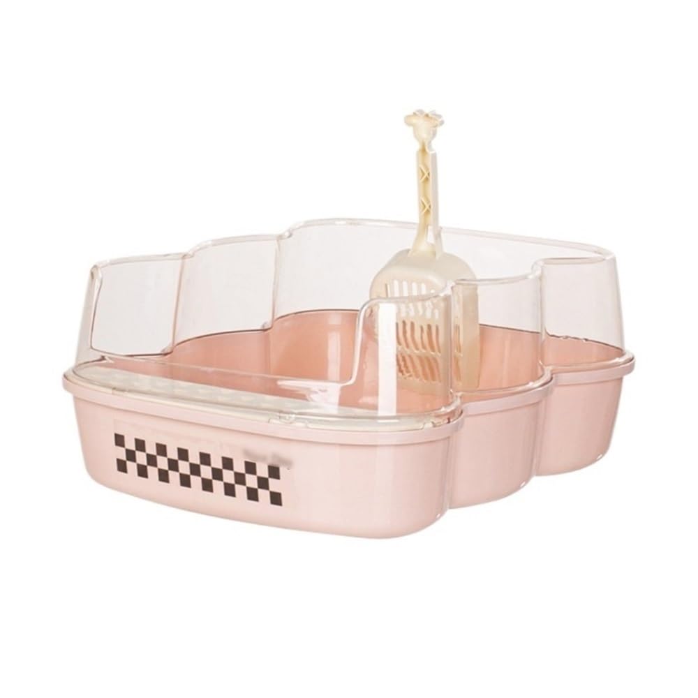 Extra Large Semi-Closed Cat Litter Box with Scoop Pink T822