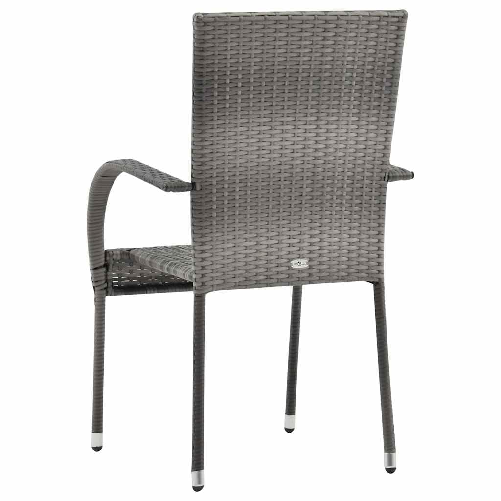 Grey Poly Rattan Stacking Outdoor Dining Chairs Set of 2 S852461