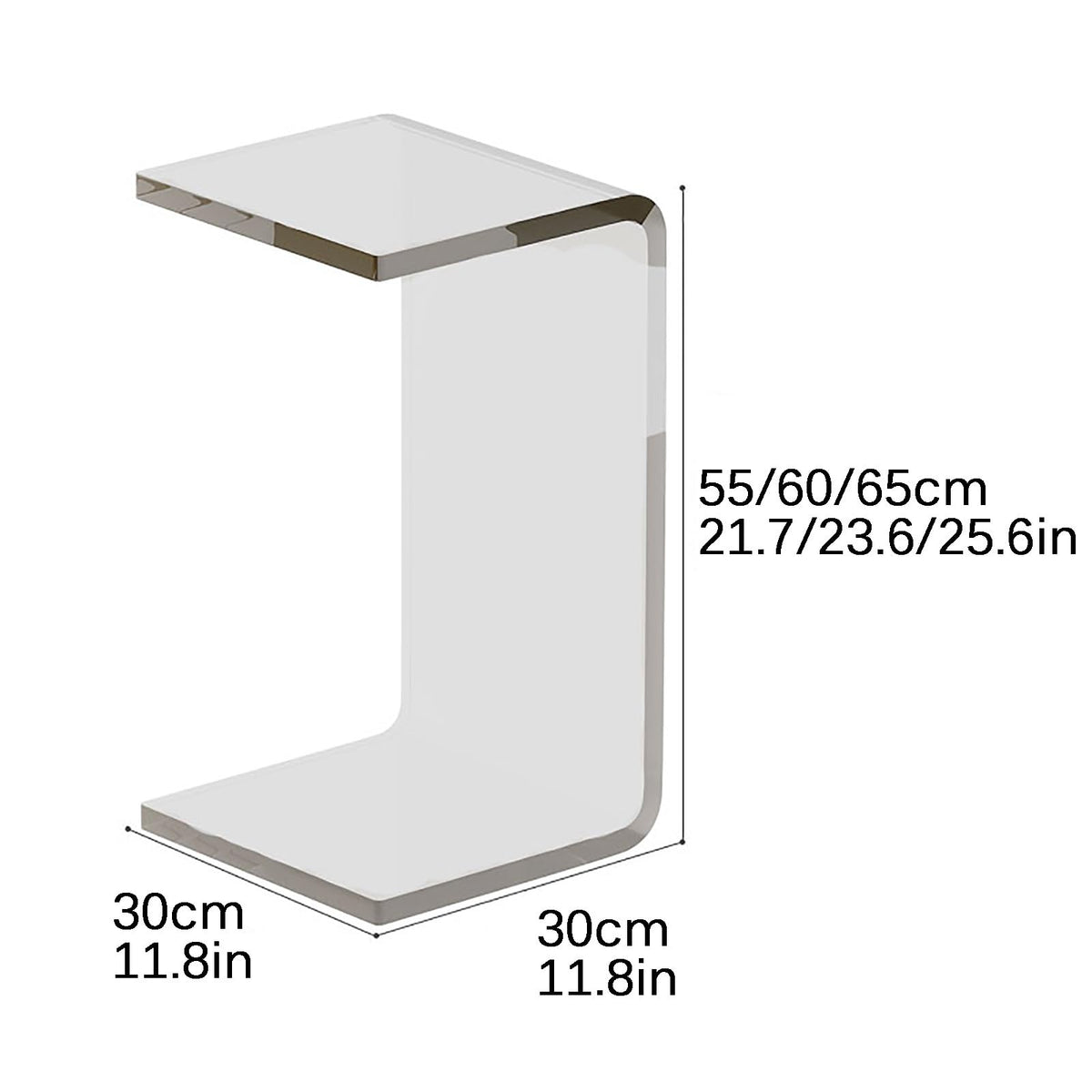 Acrylic U Shaped Side Table 30 x 30 x 55cm R3566