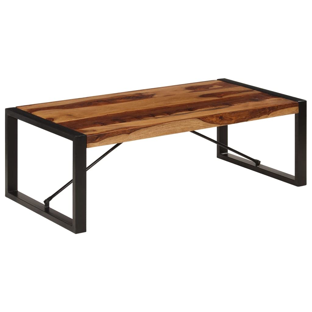 Farmhouse Coffee Table with Storage Cabinets Solid Sheesham Wood N4067