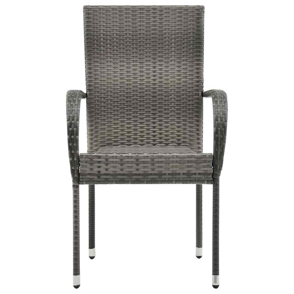 Grey Poly Rattan Stacking Outdoor Dining Chairs Set of 2 S852461