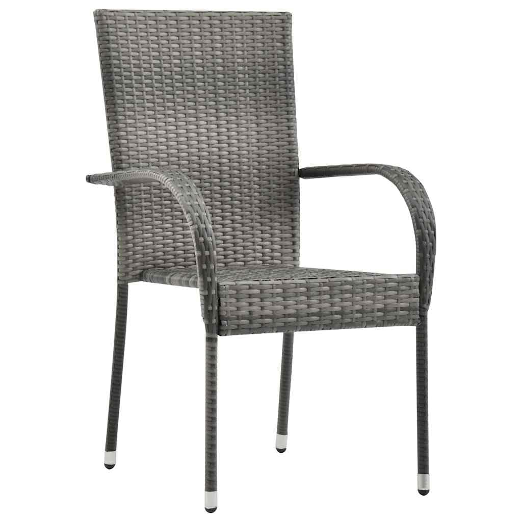 Grey Poly Rattan Stacking Outdoor Dining Chairs Set of 2 S852461
