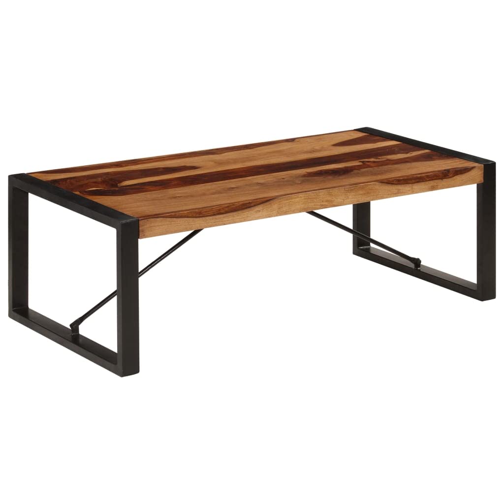 Farmhouse Coffee Table with Storage Cabinets Solid Sheesham Wood N4067