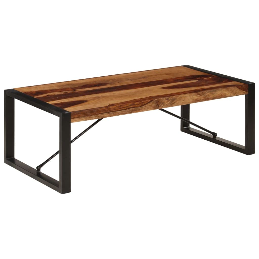 Farmhouse Coffee Table with Storage Cabinets Solid Sheesham Wood N4067