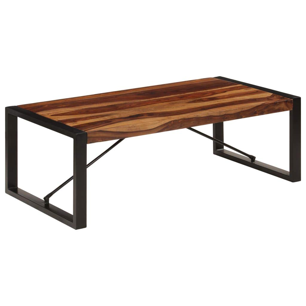 Farmhouse Coffee Table with Storage Cabinets Solid Sheesham Wood N4067
