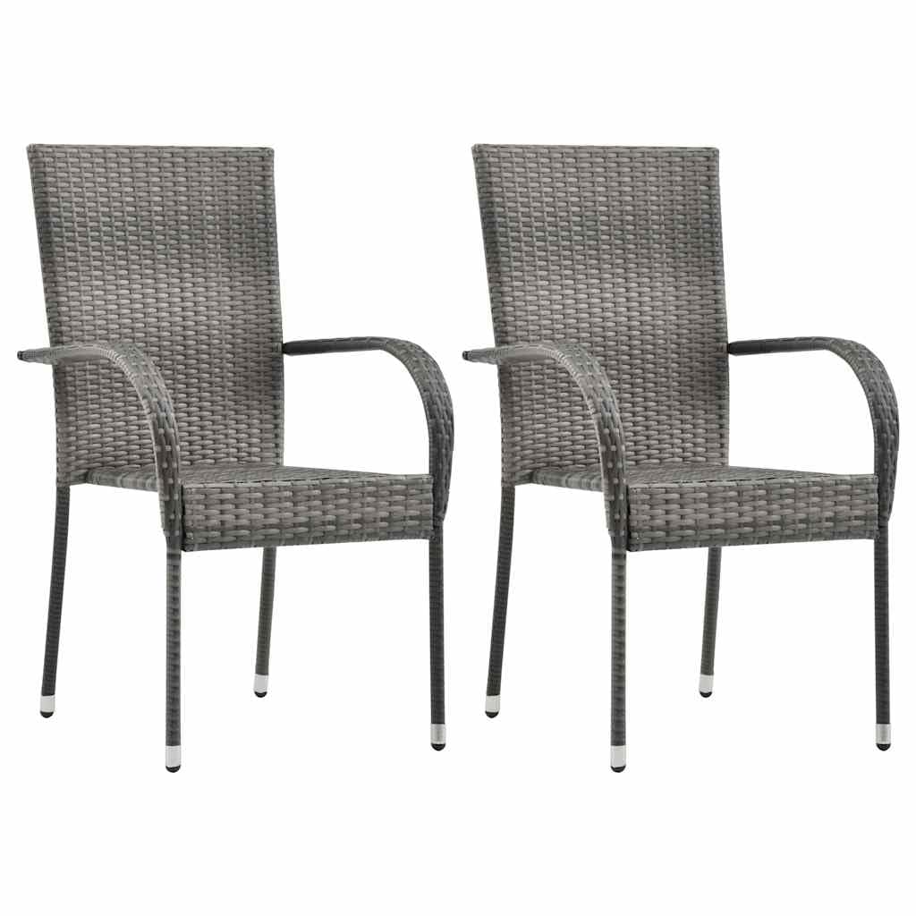 Grey Poly Rattan Stacking Outdoor Dining Chairs Set of 2 S852461
