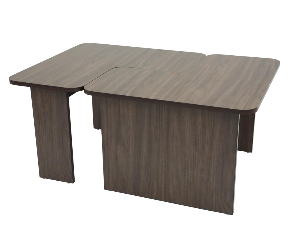 L Shaped Nesting Coffee Table Set of 2 Walnut Q401713