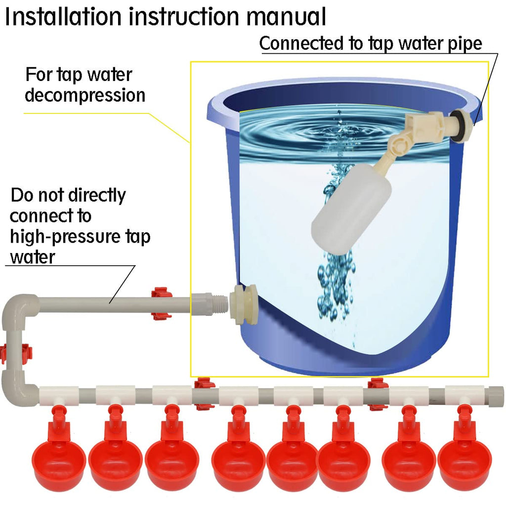 Automatic Chicken Nipple Waterer Cups and PVC Tee Fittings B958