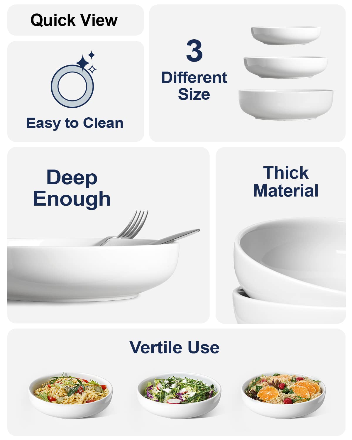 45 oz White Pasta Bowls Set of 4 Q42494