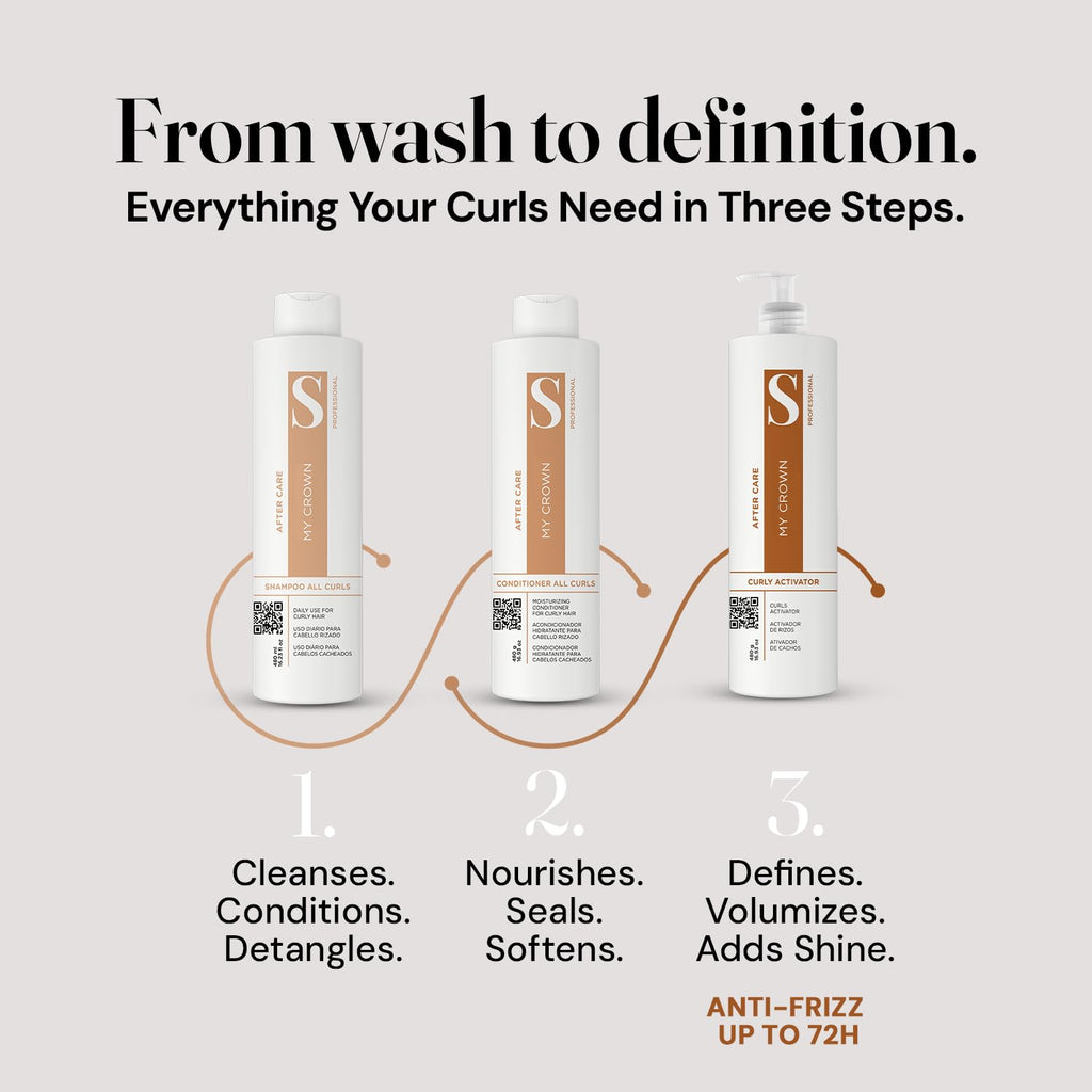 Curly Hair Shampoo Conditioner & Curl Cream Kit, 3x16.9oz Z319113