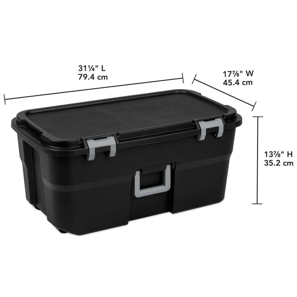 Black 22 Gallon Wheeled Plastic Storage Trunk C307