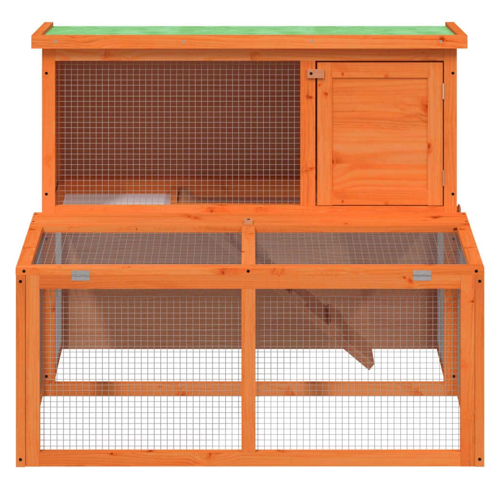 Wooden Rabbit Hutch 2-Tier Small Animal Cage E33697