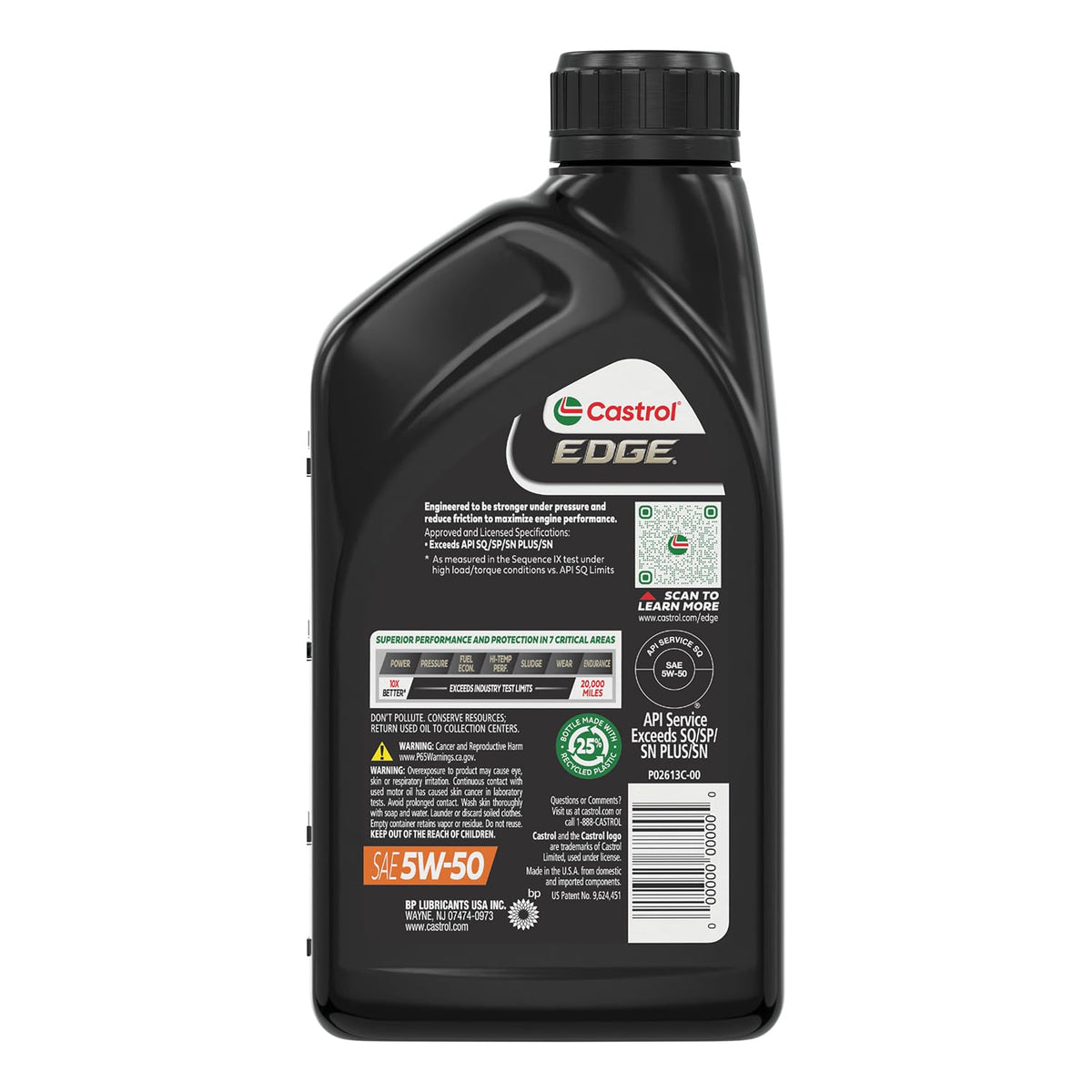 5W-50 Full Synthetic Motor Oil, 1 Quart, Pack of 6 B78314