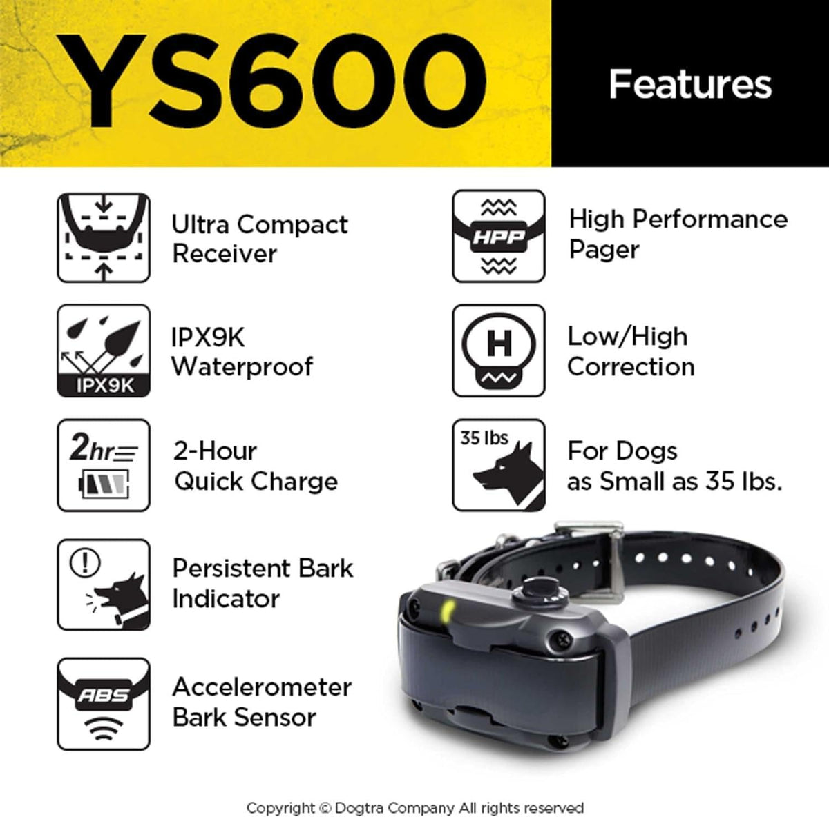 Rechargeable Waterproof No Bark Collar for Large Dogs 35 lbs and Up J670