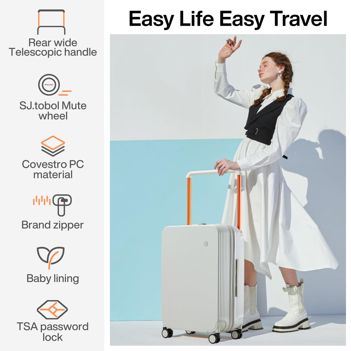 Carry On Luggage with Spinner Wheels & TSA Lock, 20 Inch J70950