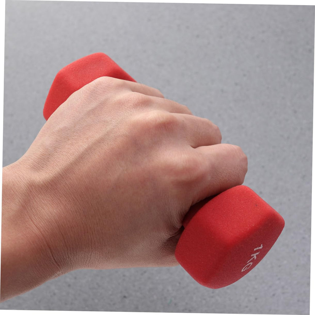 Ergonomic Hexagonal Neoprene Coated Dumbbells Red Z8117
