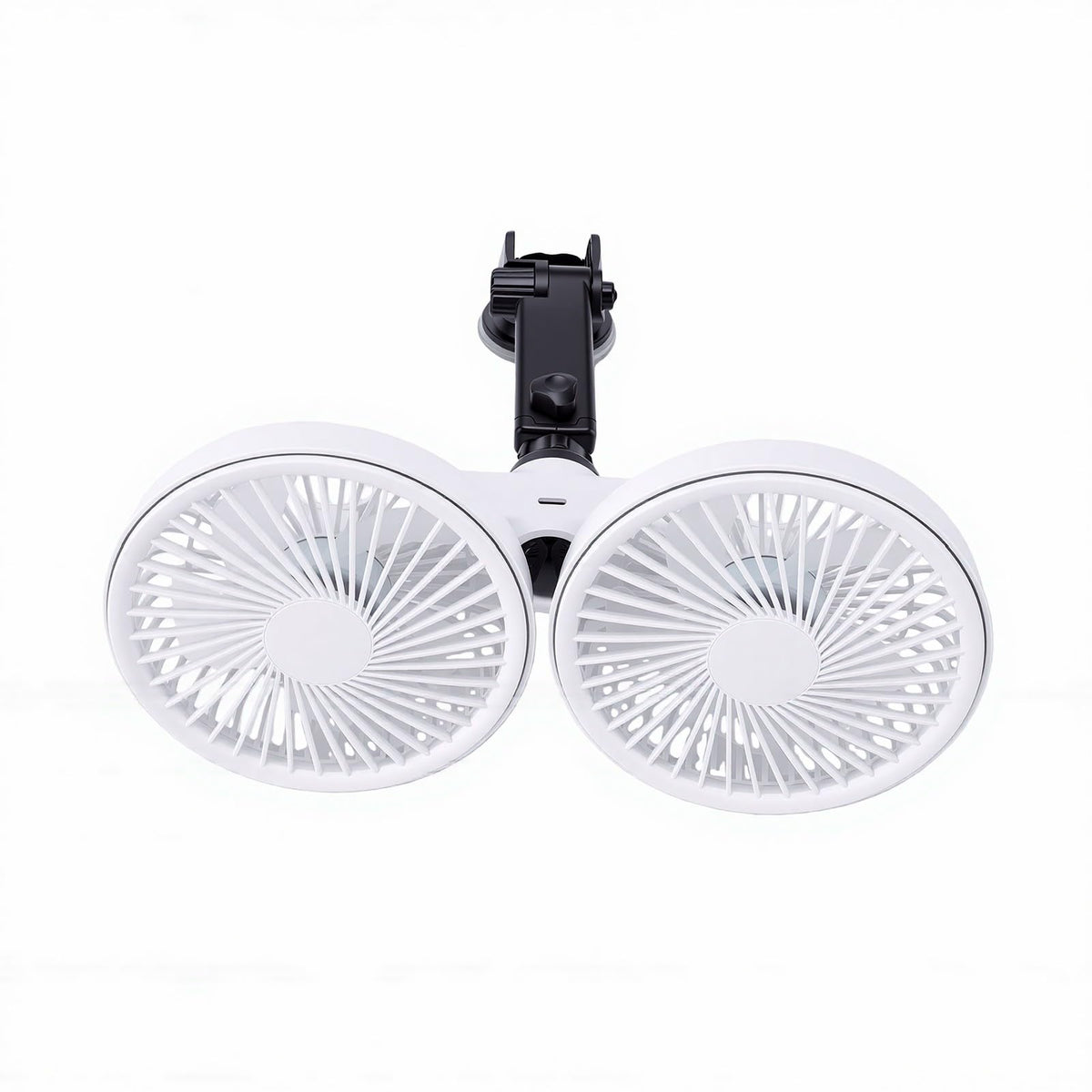 Dual Head Car Fan 3 Speeds 360 Degree Adjustable Suction Cup Rechargeable White L750