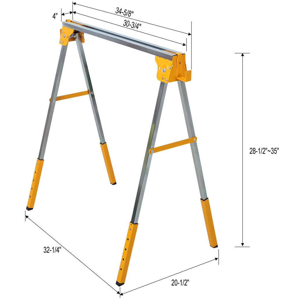 2-Pack Adjustable Height Folding Steel Sawhorse Z1961