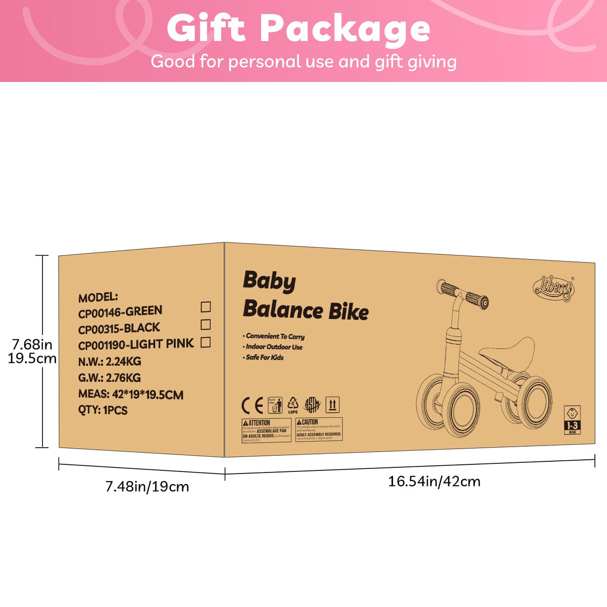 Pink Adjustable Baby Balance Bike R4644