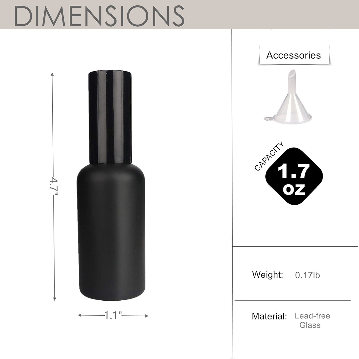 Cocktail Atomizer Sprayer 1.7OZ 50ml Black F222