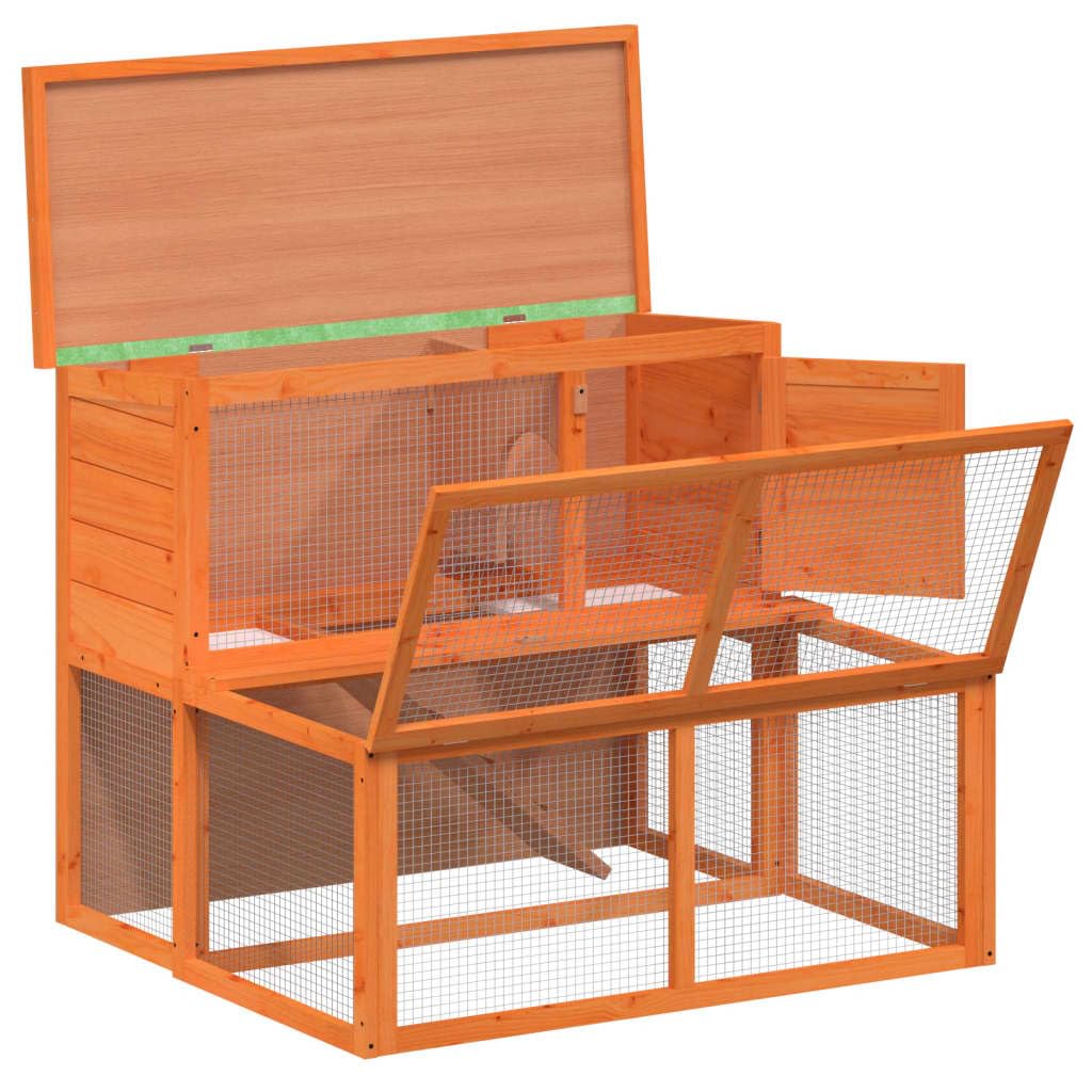 Wooden Rabbit Hutch 2-Tier Small Animal Cage E33697