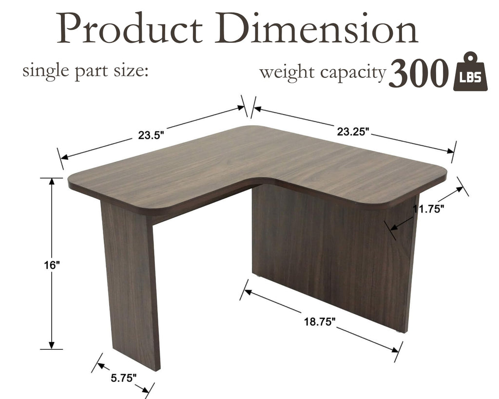 L Shaped Nesting Coffee Table Set of 2 Walnut Q401713