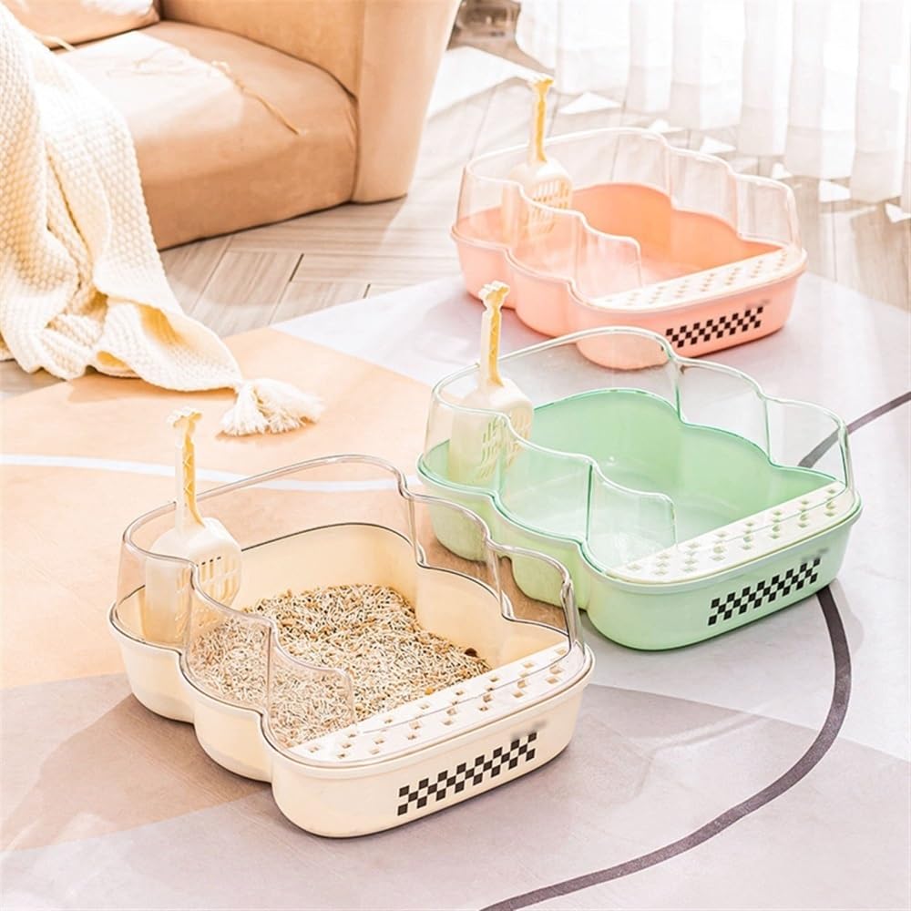 Extra Large Semi-Closed Cat Litter Box with Scoop Pink T822
