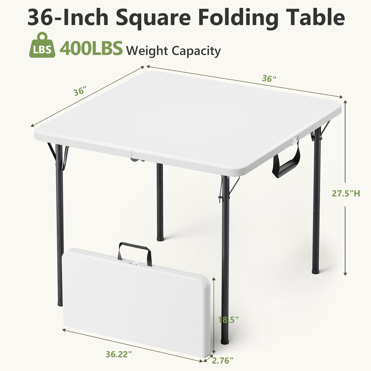 36 Inch Square Folding Card Table with Carrying Handle G106