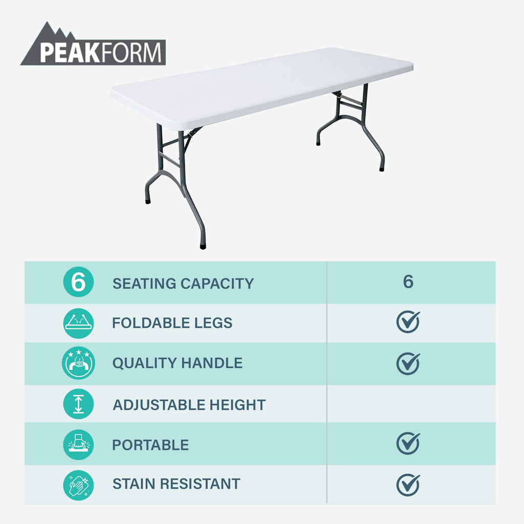 White 6 Foot Folding Multipurpose Table V9500