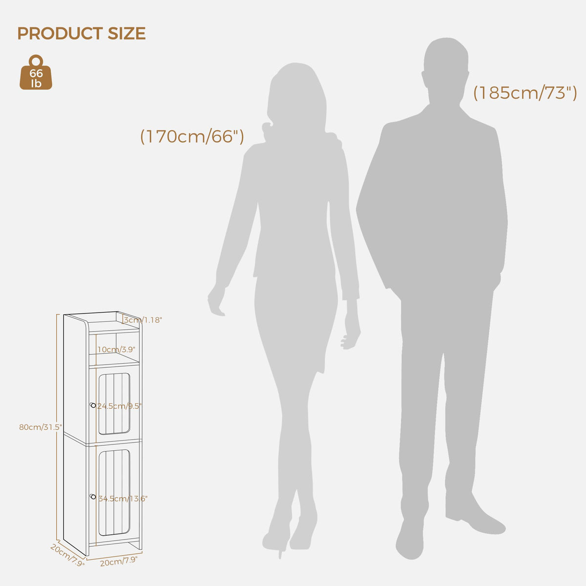 Small 2 Doors Narrow Bathroom Storage Cabinet N3121