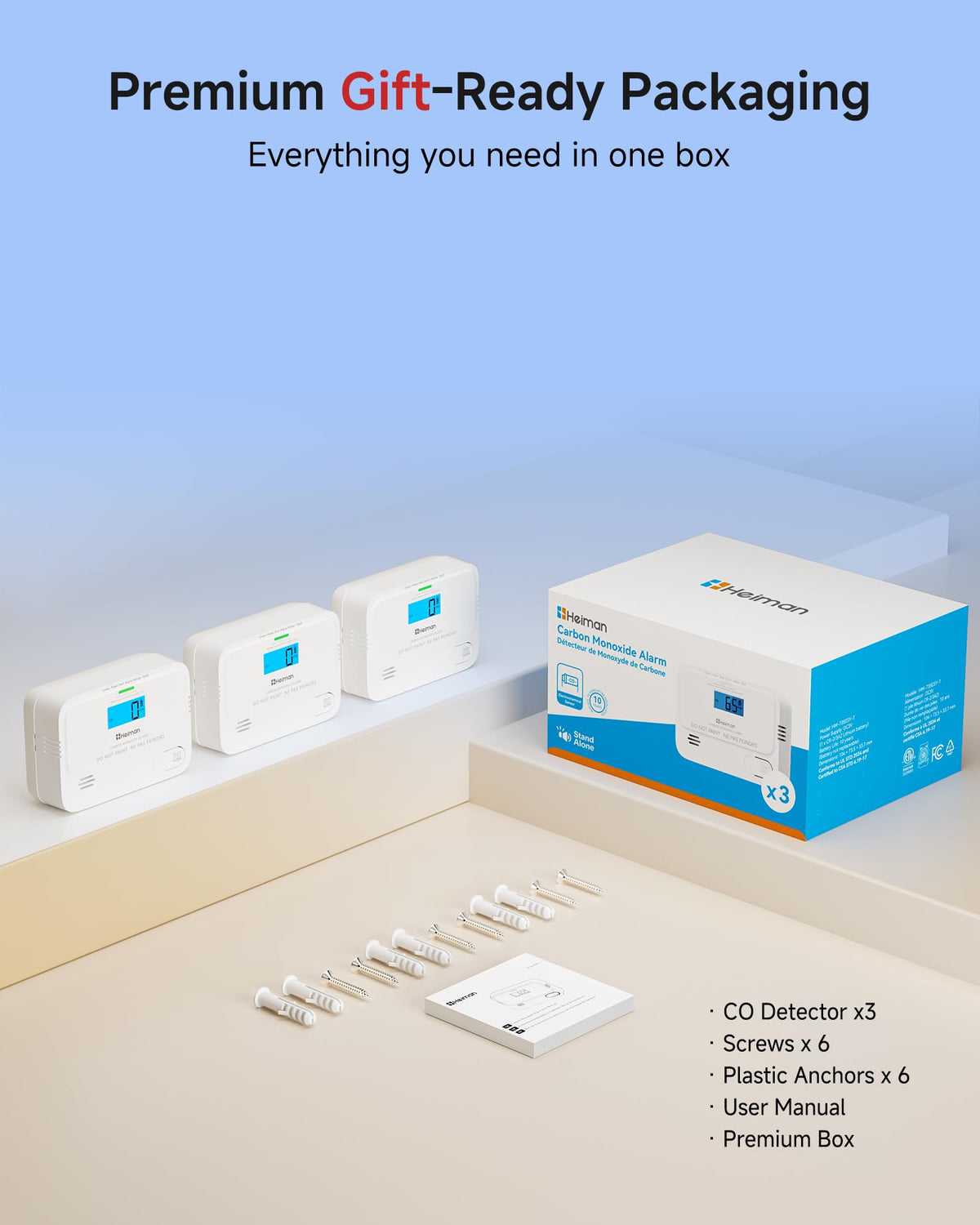 Carbon Monoxide Detectors 3 Pack V4725