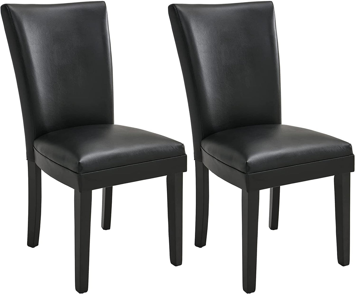 Set of 2 Black Faux Leather Dining Chairs F43400