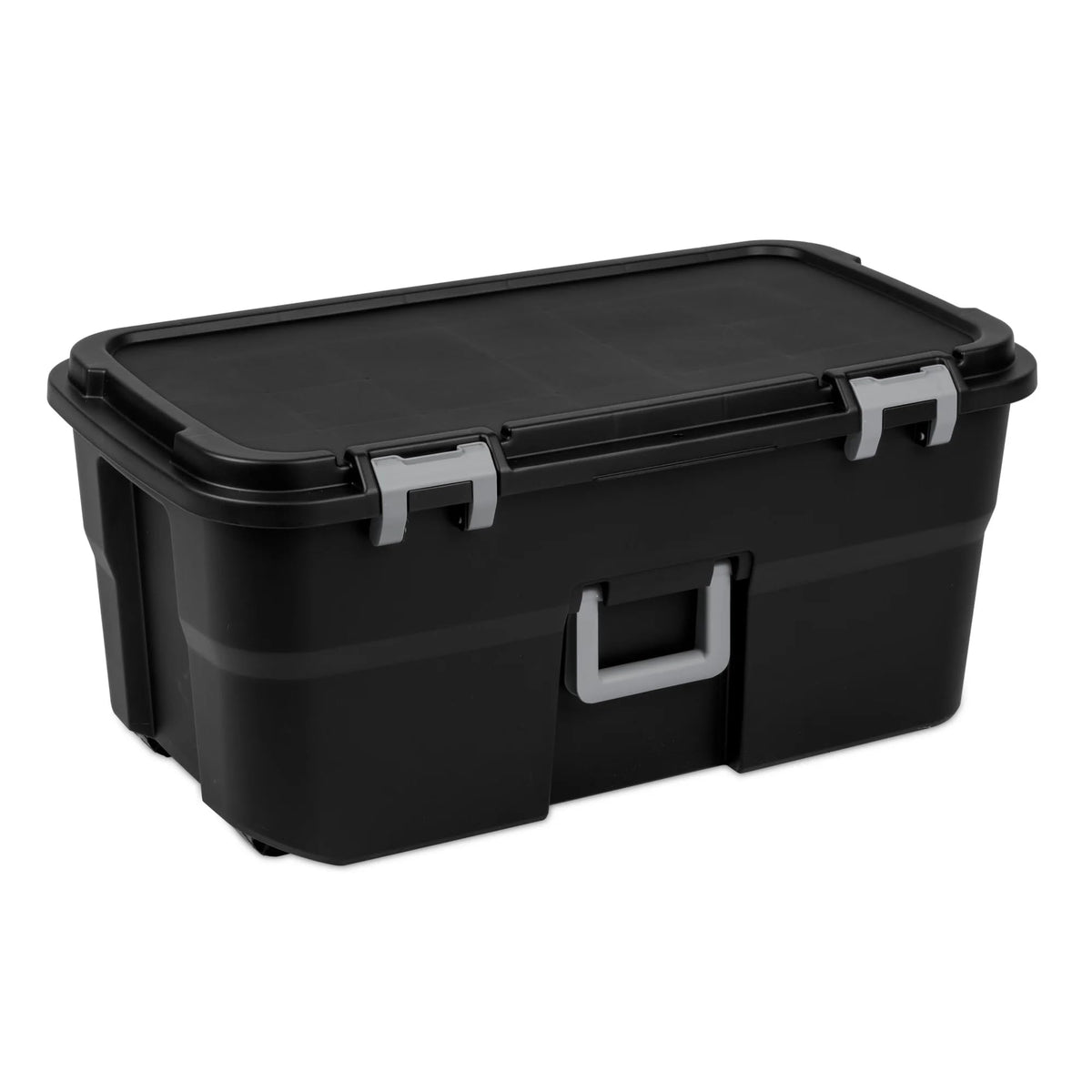 Black Plastic Storage Footlocker with Wheels X706