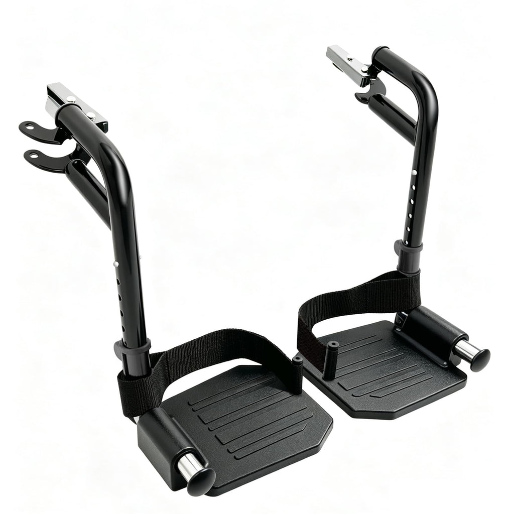 Black Wheelchair Footrest Replacement with Heel Loop F66220