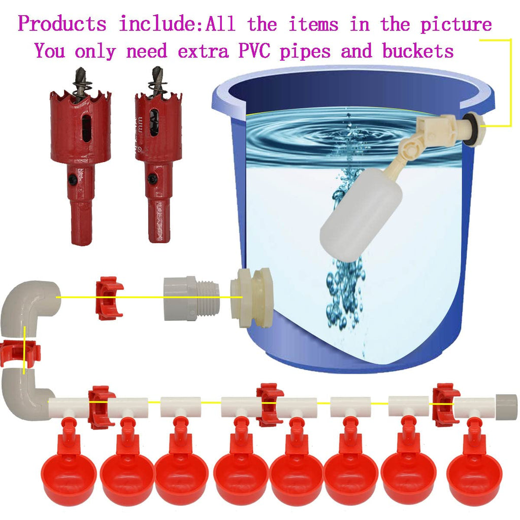 Automatic Chicken Nipple Waterer Cups and PVC Tee Fittings B958
