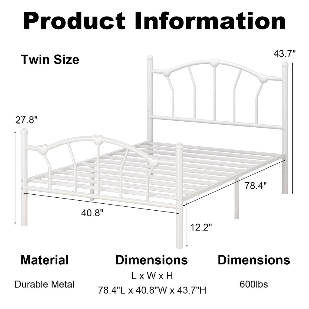 White Twin Metal Bed Frame C76686