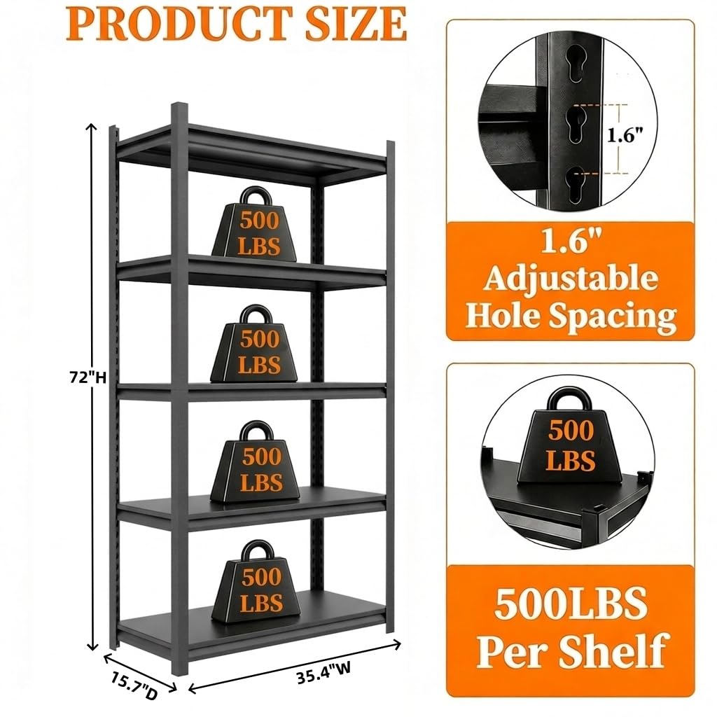 5 Tier Heavy Duty Metal Bookshelf C74733