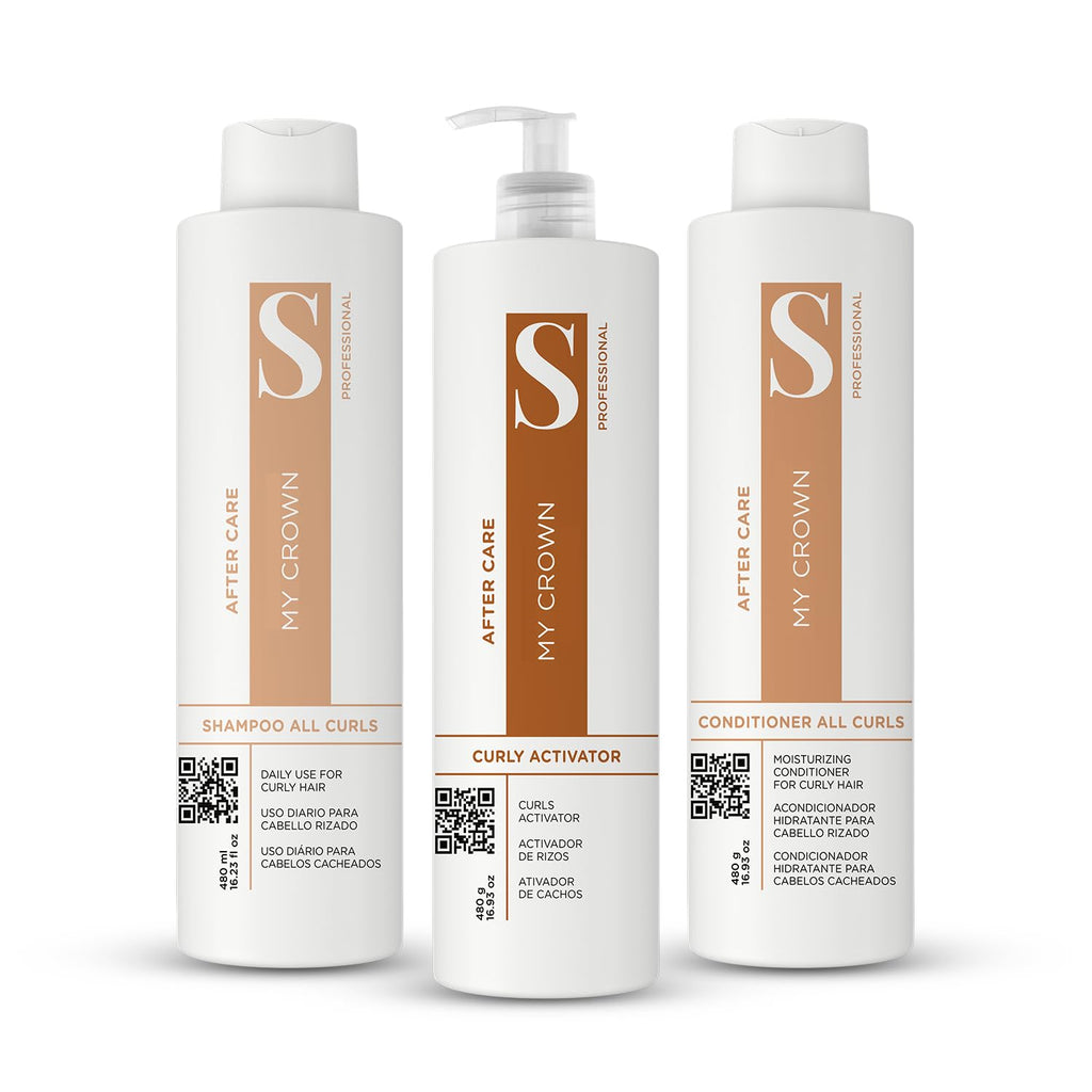 Curly Hair Shampoo Conditioner & Curl Cream Kit, 3x16.9oz Z319113