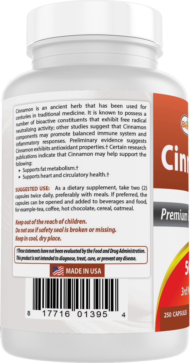 Cinnamon 500 mg 250 Capsules X5926