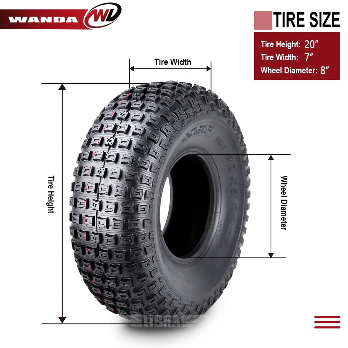 Set 2 ATV Tires 20x7-8 4PR W665341