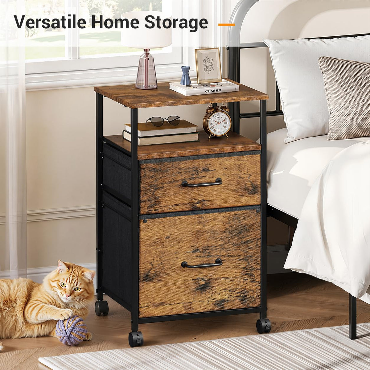 2 Drawer Mobile Fabric File Cabinet E325869