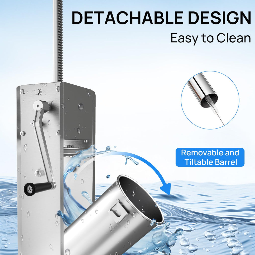 7L Stainless Steel Vertical Sausage Stuffer with 4 Stuffing Tubes P13144