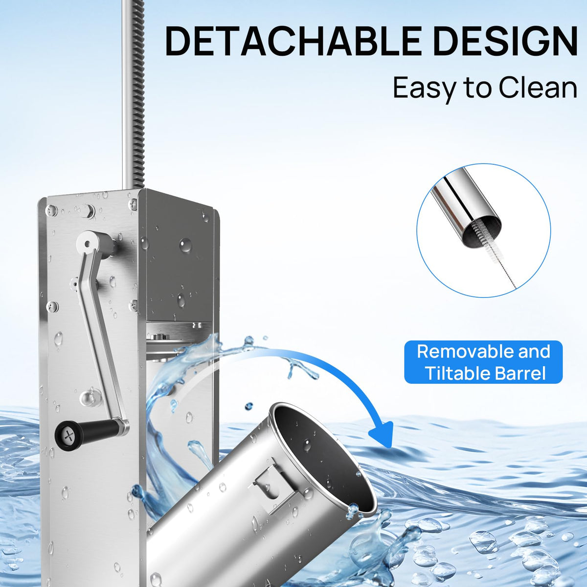 7L Stainless Steel Vertical Sausage Stuffer with 4 Stuffing Tubes P13144