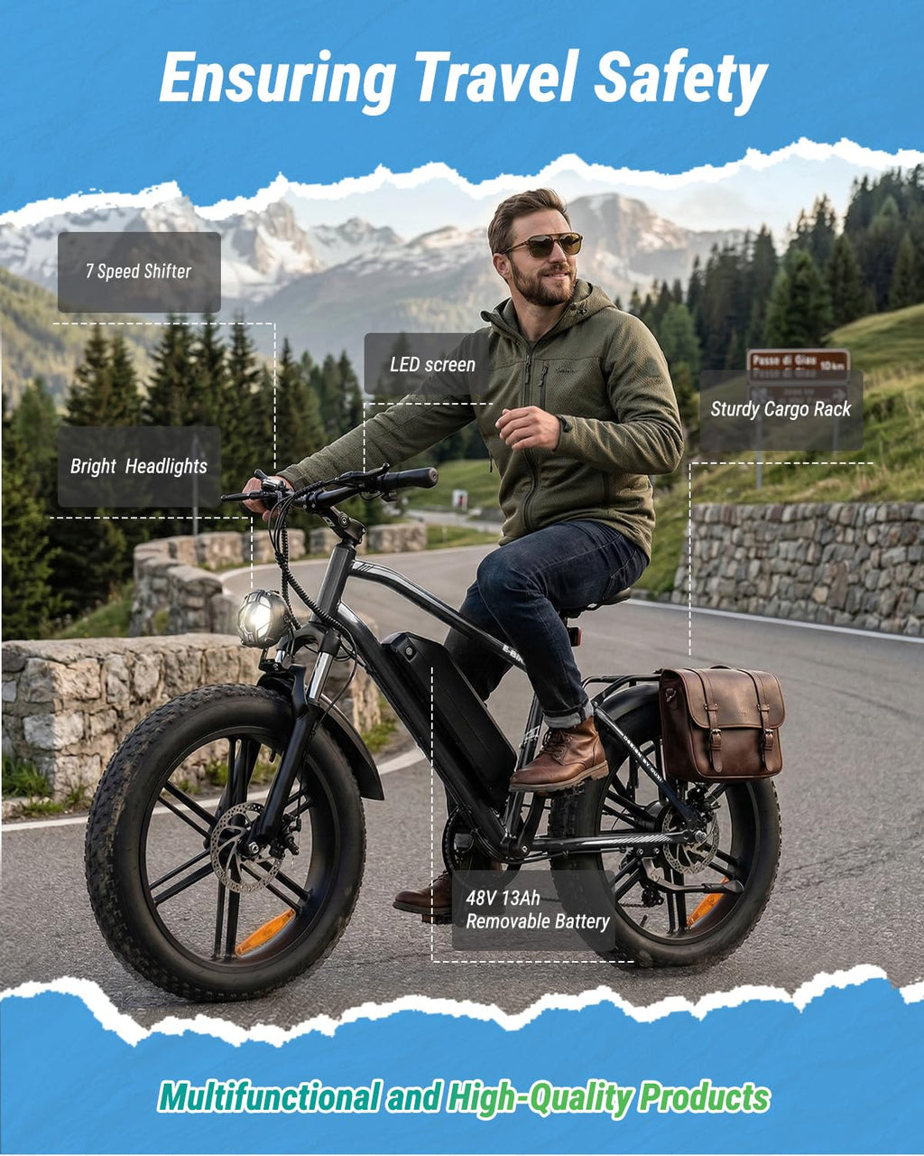 1000W Peak Electric Mountain Bike 48V 13Ah T19672