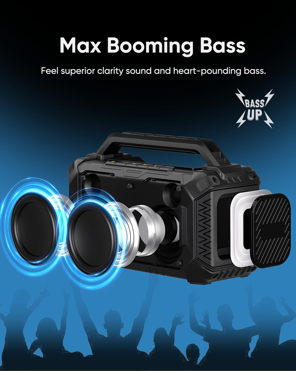 60W Portable Bluetooth Jobsite Speaker with RGB Lights V92661