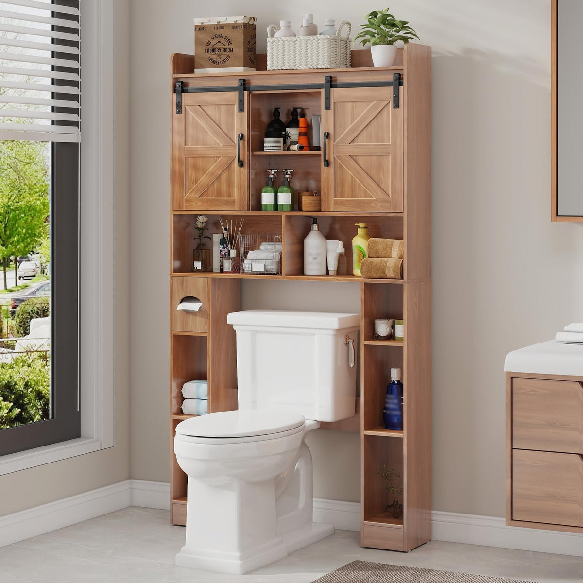 Over The Toilet Cabinet with Sliding Doors A42874