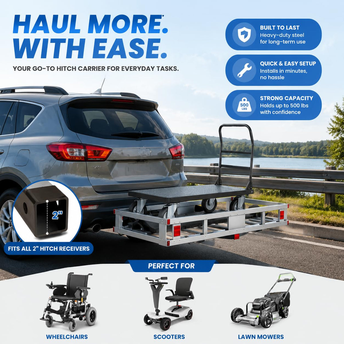 50x29.5x9 Inch Aluminum Hitch Cargo Carrier B3131